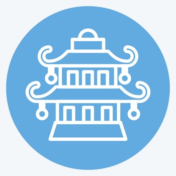 Icon Pagoda. related to Chinese New Year symbol. blue eyes style. simple design editable vector