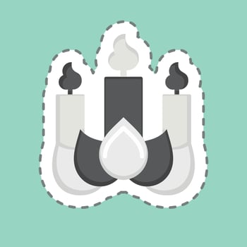 Sticker line cut Candle. related to Chinese New Year symbol. simple design editable vector