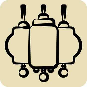 Icon Lantern. related to Chinese New Year symbol. hand drawn style. simple design editable vector