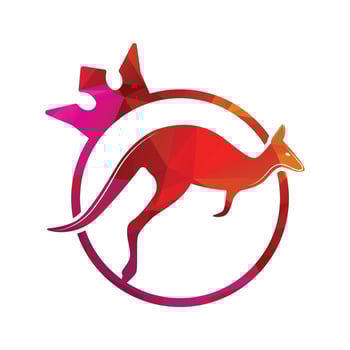 Kangaroo jumping logo template vector illustration inside a shape o king icon ring silhouette.