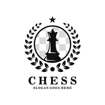Queen chess logo design vector illustration