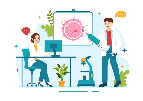 Artificial Pregnancy Vector Illustration with Couple After Successful Embryo Engraftment and Reproductology Health in Cartoon Hand Drawn Templates