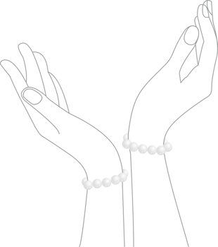 White pearl bracelet on hand model png