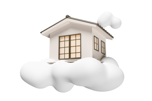 3d Japanese style house icon float with cloud isolated. real estate trading, dream house concept, 3d render illustration png
