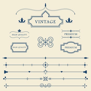Vector set of vintage styled calligraphic elements or flourishes