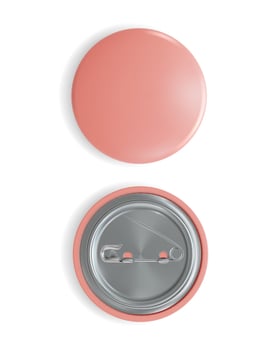 Realistic Detailed 3d Red Blank Badges Pin Button. Vector