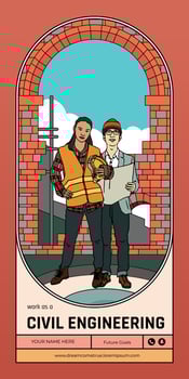 Indonesian civil engineering hand drawn illustration design layout for social media post vector