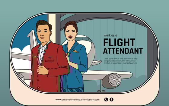 Kid dream work flight attendant hand drawn illustration design layout idea vector
