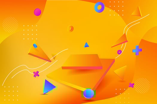 Modern 3D Vector Illustration of a Neon orange Circle Pedestal Platform Scene for Technology Showcase, Vibrant Fluorescent Mockup Template, yellow Glow and Geometric Shapes