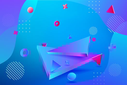 Modern 3D Vector Illustration of a Glowing Neon Triangle Pedestal Platform Scene for Technology Showcase, Vibrant Fluorescent Graphic Template, LED Lights and Geometric Shapes