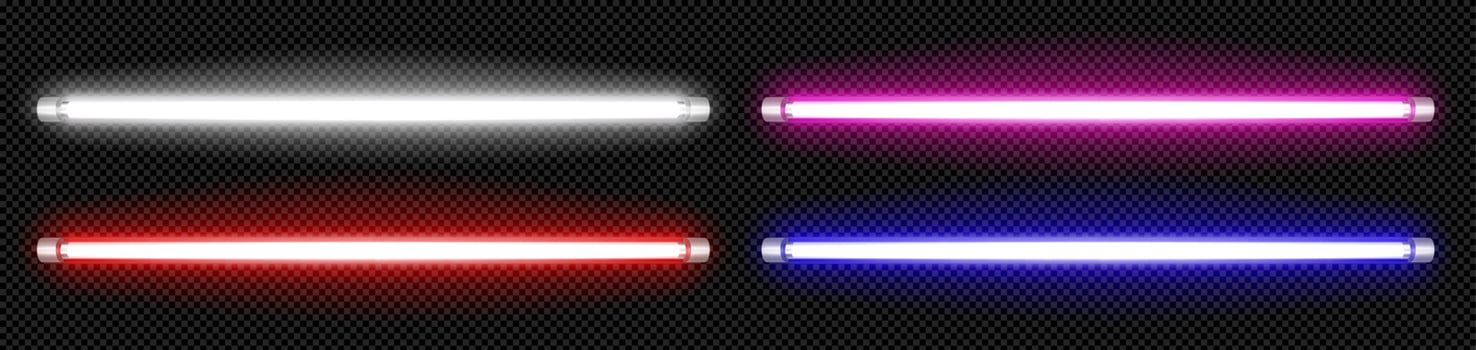 Isolated neon led lamp tube line with blue glow vector