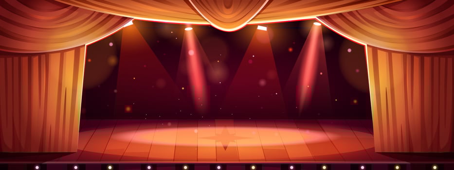 Theater concert stage with curtain cartoon scene vector