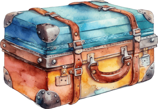 Vintage Suitcase Luggage Watercolor Illustration. png