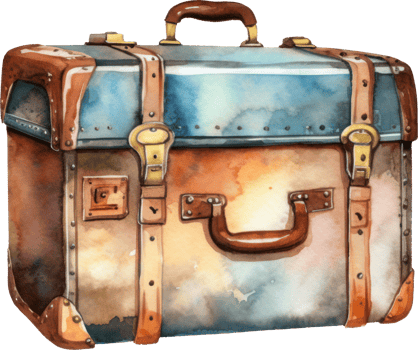 Vintage Suitcase Luggage Watercolor Illustration. png