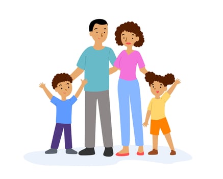 Happy family. Man, a woman and children stand side by side. vector