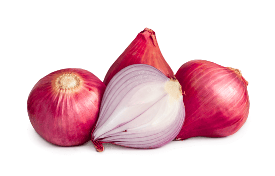 Fresh red onions with half isolated with clipping path and shadow in png file format