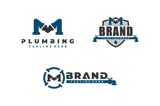 letter M pipe bundle logo vector