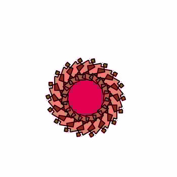 Vector illustration, fan or waterwheel design in red color. Isolated white background