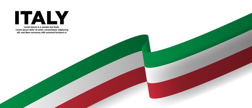 3d Waving Italian Flag on white background. Flag of Italy template for Italian holidays and culture design. Editable Vector Illustration.