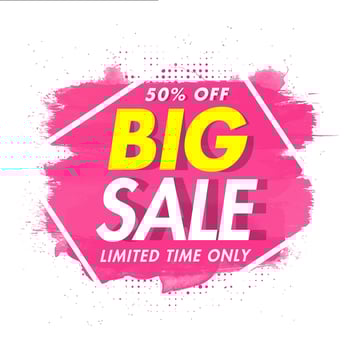 Big Sale poster or template design with discount offer and brush stroke effect background. vector