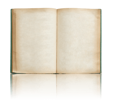 Old book open isolated with reflect floor for mockup png