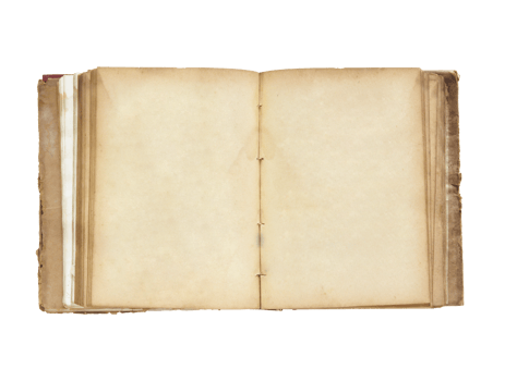Old book open isolated with clipping path for mockup png