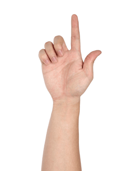 Hand pointing touching or pressing isolated with clipping path png