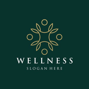 Wellness natural abstract logo template design with unique natural person and leaf concept with creative idea.Logo for business, health, meditation, relaxation. vector