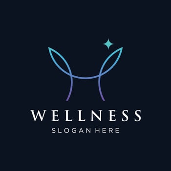 Wellness natural abstract logo template design with unique natural person and leaf concept with creative idea.Logo for business, health, meditation, relaxation. vector