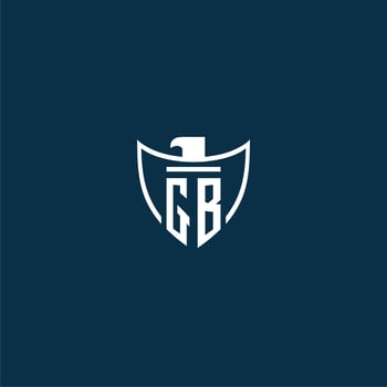 GB initial monogram logo for shield with eagle image vector design