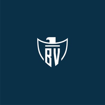 BV initial monogram logo for shield with eagle image vector design
