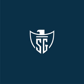 SG initial monogram logo for shield with eagle image vector design