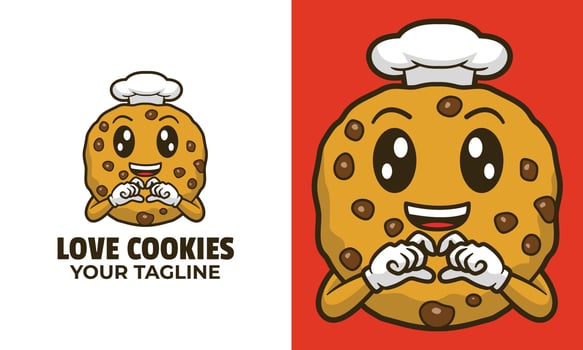 cookies cartoon character with hand love sign vector