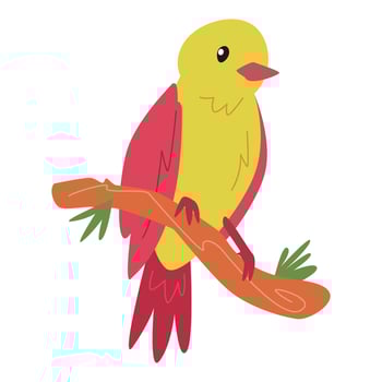 cartoon bird perched on a tree branch. suitable for children's book illustration, print, poster, sticker. cartoon flat vector illustration.