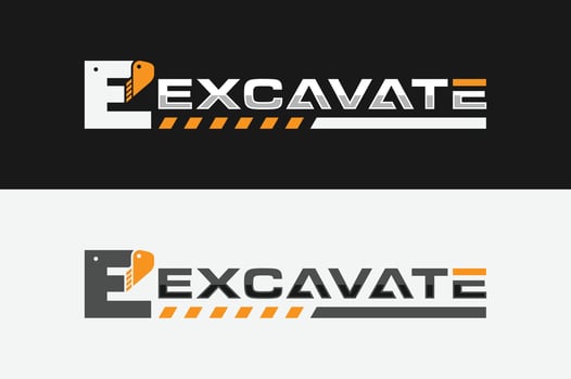 letter E excavator logo vector