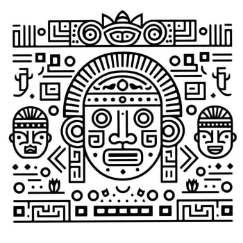 Aztec Mayan totem tattoo vector icon