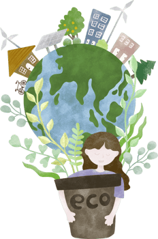 Earth day save nature with watercolor illustration. png