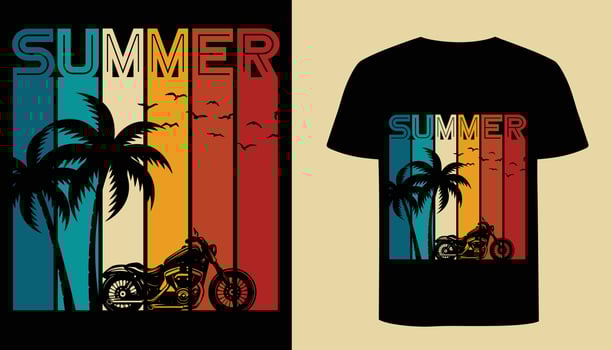 Summer t-shirt Design. Vintage retro t-shirt design. Breach biking retro vector illustration.