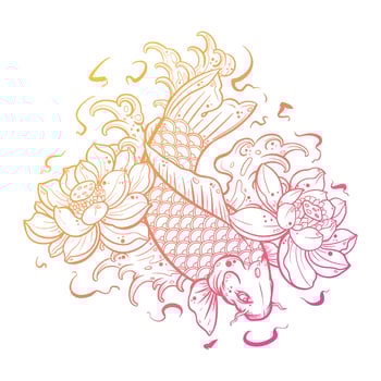 Black tattoo fish, goldfish,koi fish on white background vector