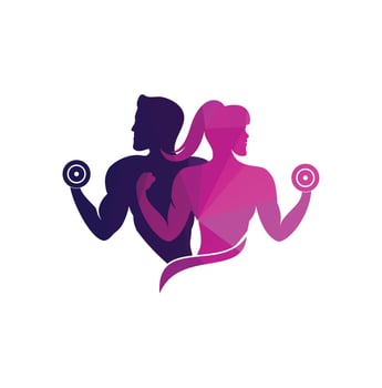 gym logo male female fitness logo design template vector
