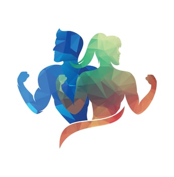 gym logo male female fitness logo design template vector