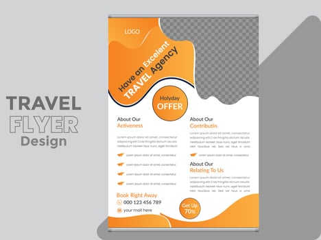 Travel flyer design for business vector