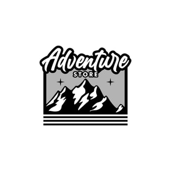 Hiking Equipment Store logo with everest illustration design, adventure shop emblem vector