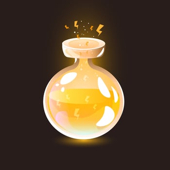 lmagical energy potion with lightning gold vector