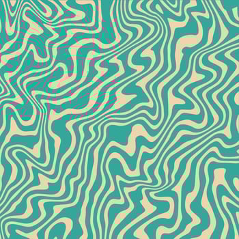 Abstract retro hypnotic wavy lines pattern. Trendy groovy square background. Marble liquid texture. Vintage distorted lines and swirls. Trippy hippie nostalgia design. Vector illustration