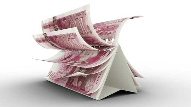 Calendar made of 100 Tongan Paanga notes isolated on transparent background. Money calendar. spending concept. 3d rendering png