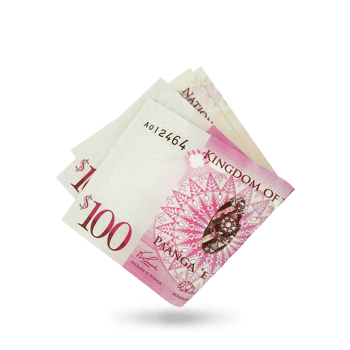 3d rendering of Folded 100 Tongan Paanga notes isolated on transparent background. png