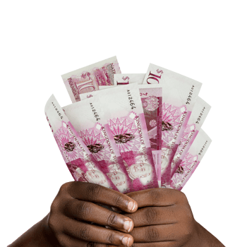 Black hands holding 3D rendered Tongan Paanga notes. closeup of Hands holding Tongan currency notes png