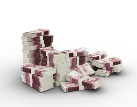 Stack of 100 Tongan Paanga notes. 3d rendering of bundles of money isolated on transparent background png
