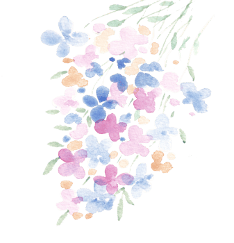 Abstract Blue Flower Watercolor for Wedding and Post Card png